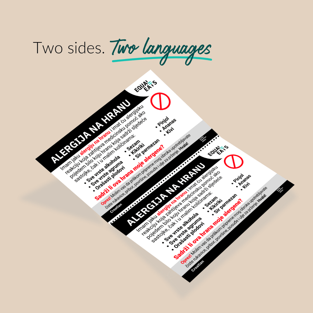 Printable Customized Food Allergy Card (PDF Download)