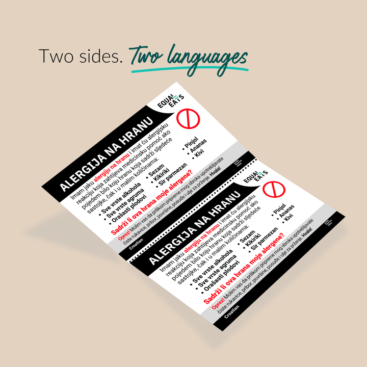 Printable Customized Food Allergy Card (PDF Download)