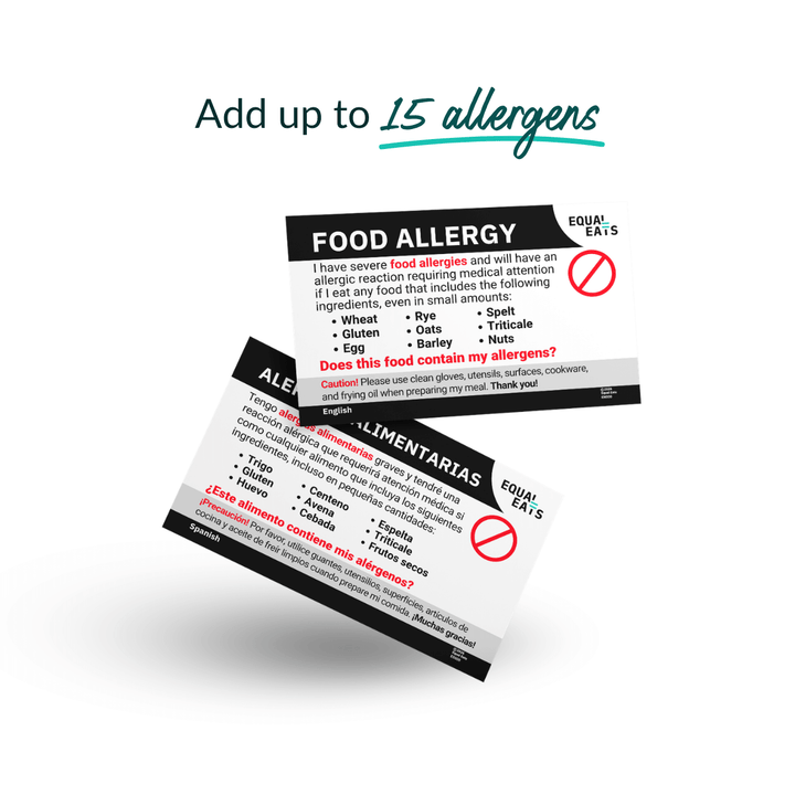 Printable Customized Food Allergy Card (PDF Download)