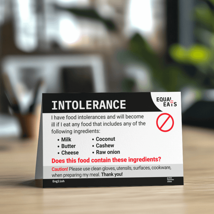 Printable Customized Intolerance Translation Card (PDF Download)