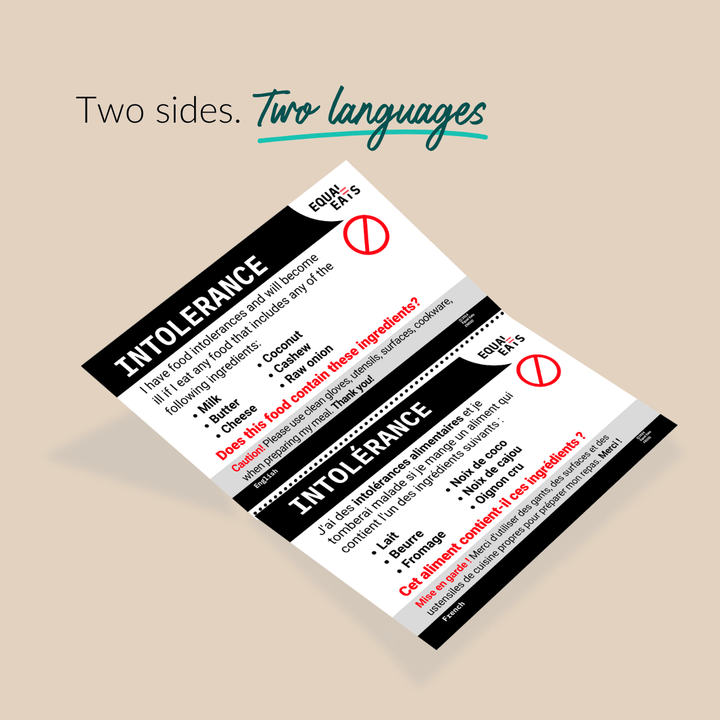 Printable Customized Intolerance Translation Card (PDF Download)