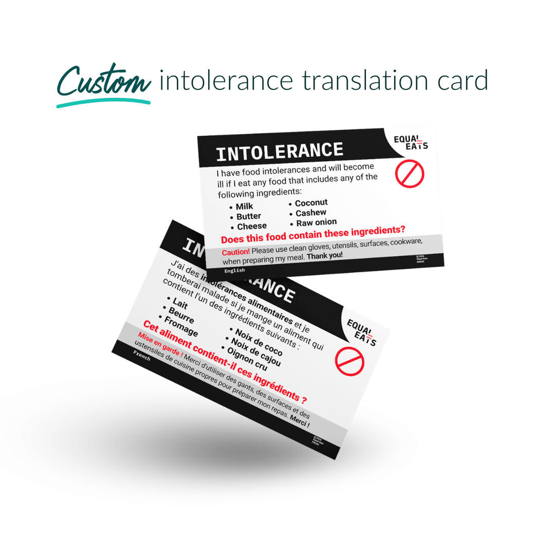 Printable Customized Intolerance Translation Card (PDF Download)