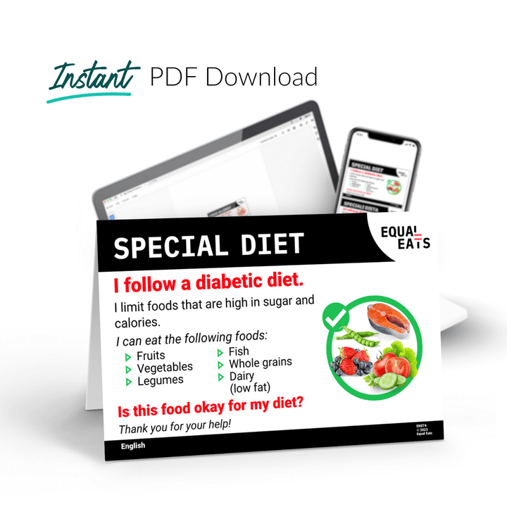 Diabetic Diet Printable Card (PDF Download)