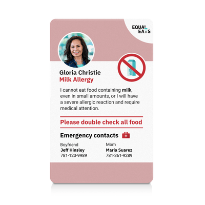 Dusty Pink Milk Allergy ID Card (EqualEats)