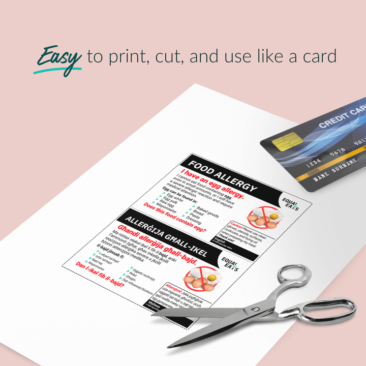 Egg Allergy Printable Card (PDF Download)
