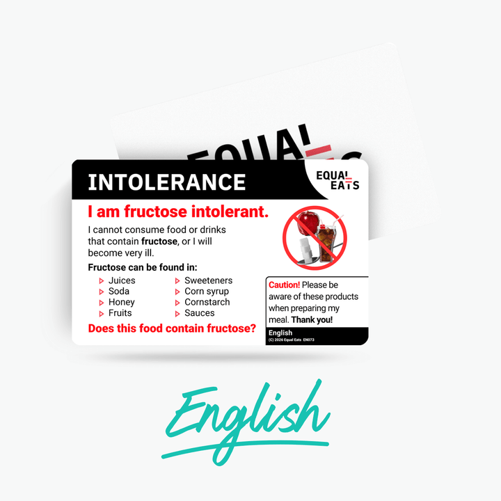 English Fructose Intolerance Card