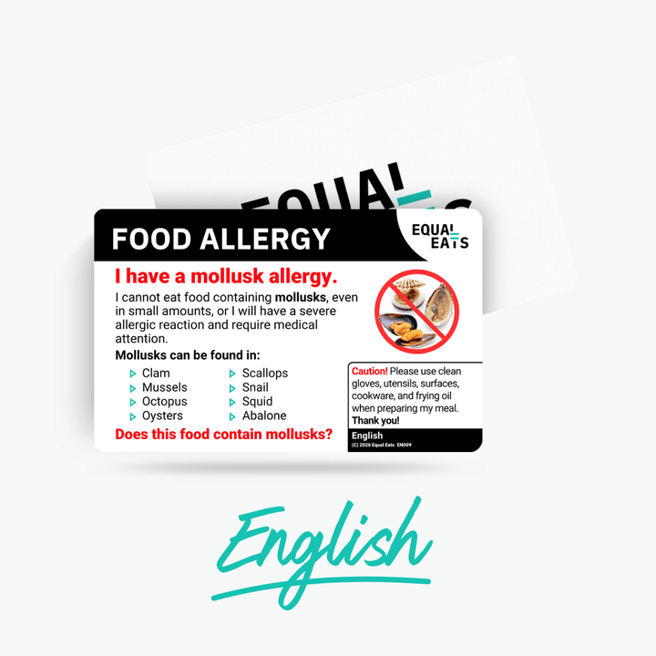 English Mollusk Allergy Card