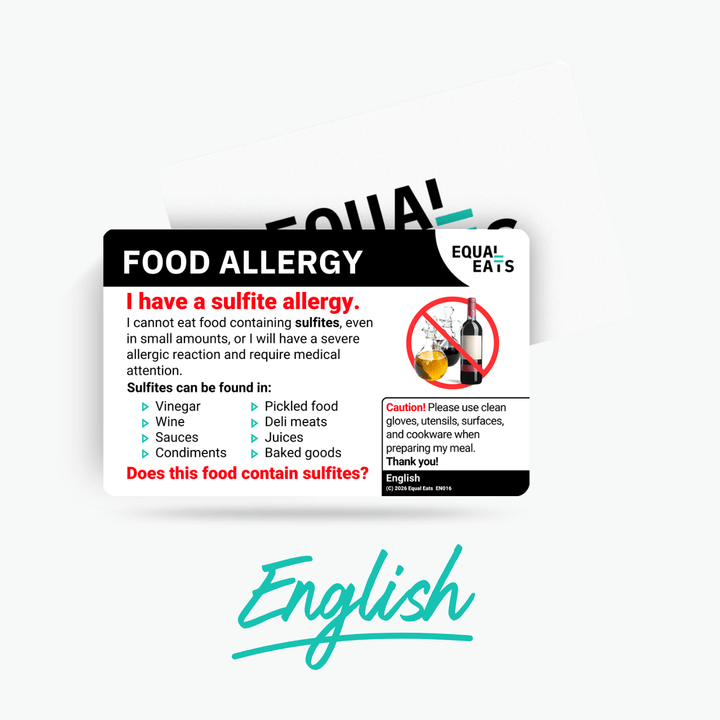English Sulfite Allergy Card