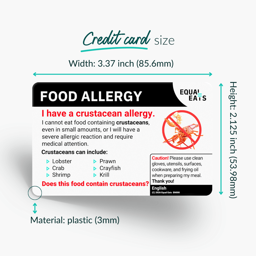 Crustacean Allergy Card (Plastic)