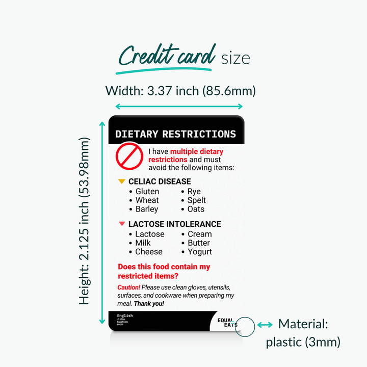 Multiple Dietary Restriction Customized Card