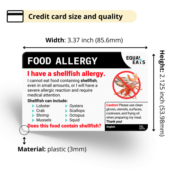 Catalan Shellfish Allergy Card