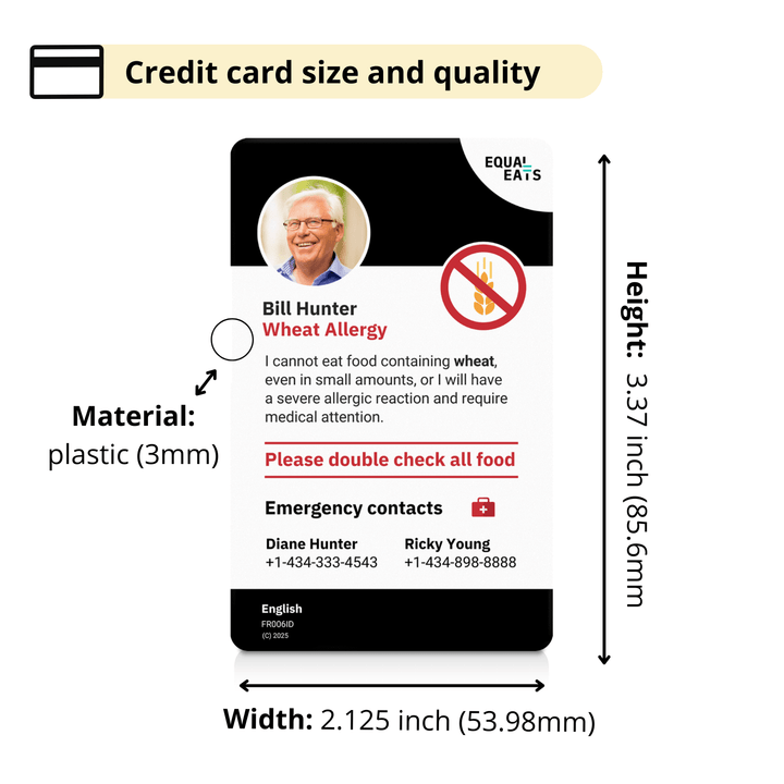 Wheat Allergy Emergency ID Translation Card