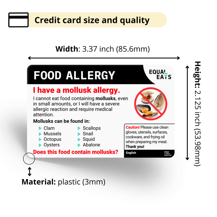 Catalan Mollusk Allergy Card