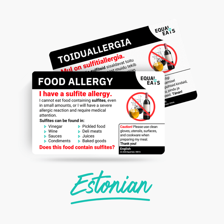 Estonian Sulfite Allergy Card