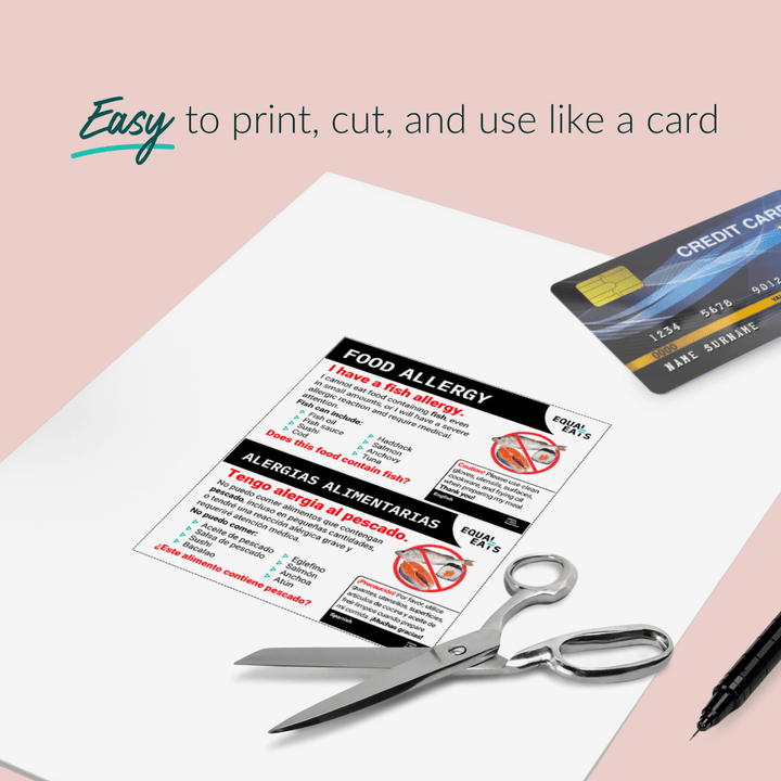 Fish Allergy Printable Card (PDF Download)