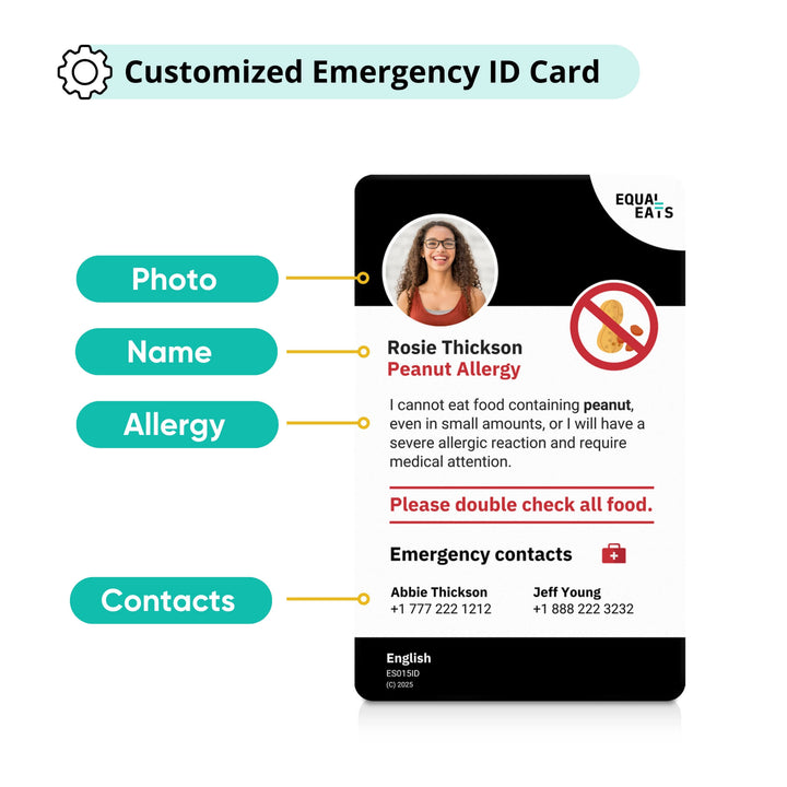 Peanut Allergy Emergency ID Translation Card