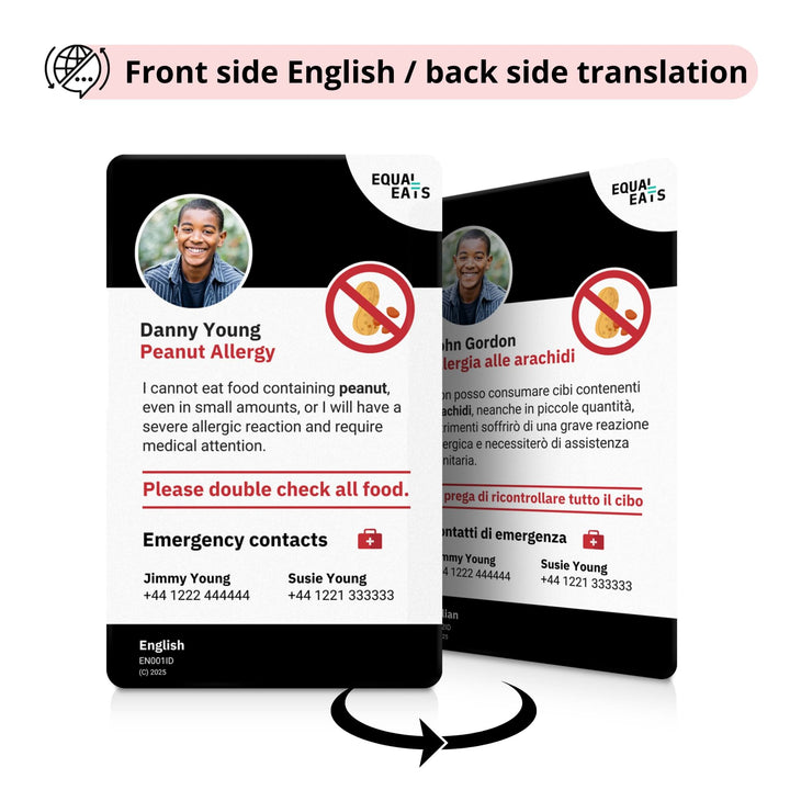 Peanut Allergy Emergency ID Translation Card