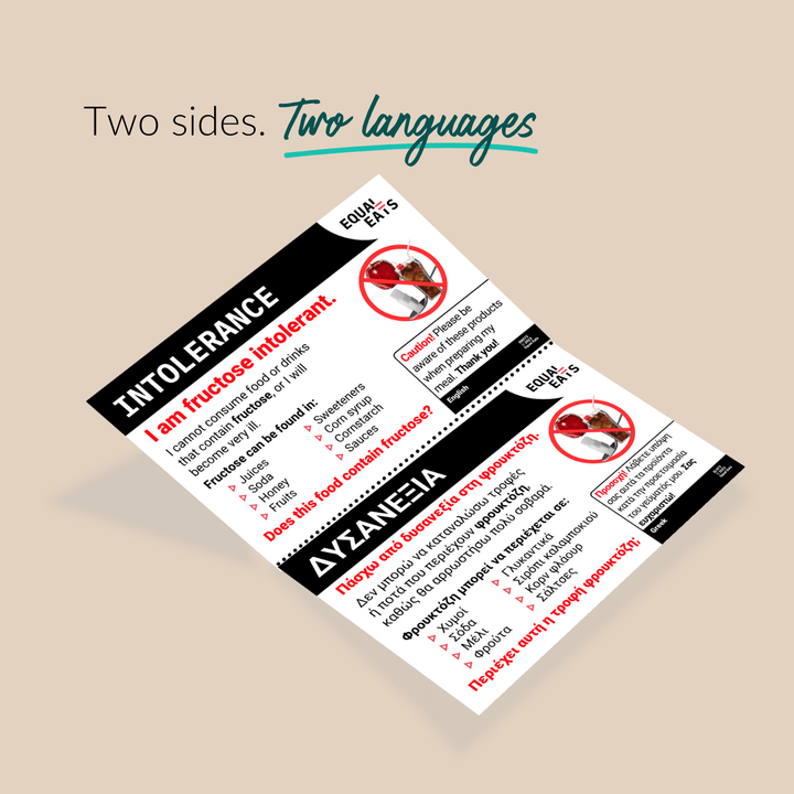 Fructose Intolerance Printable Card (PDF Download)