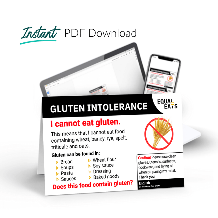 Gluten Intolerance Printable Card (PDF Download)