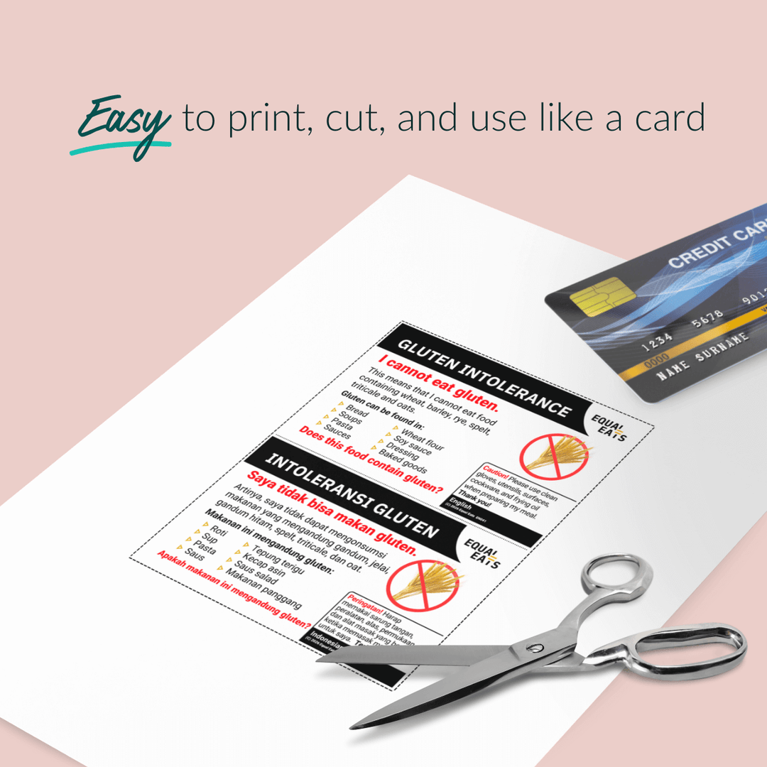 Gluten Intolerance Printable Card (PDF Download)