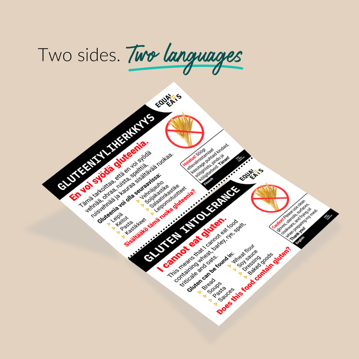 Gluten Intolerance Printable Card (PDF Download)