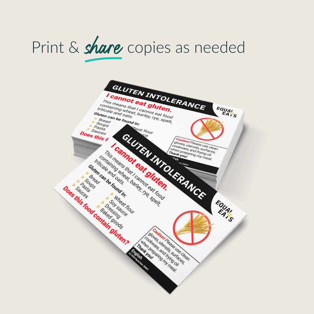 Gluten Intolerance Printable Card (PDF Download)