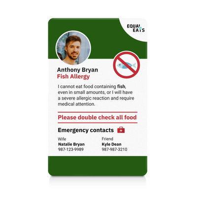 Green Fish Allergy ID Card (EqualEats)