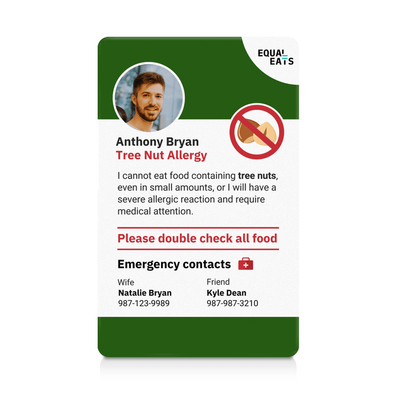 Green Tree Nut Allergy ID Card (EqualEats)