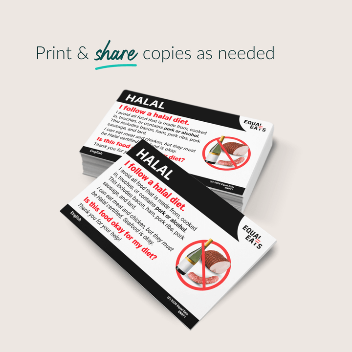 Halal Diet Printable Card (PDF Download)