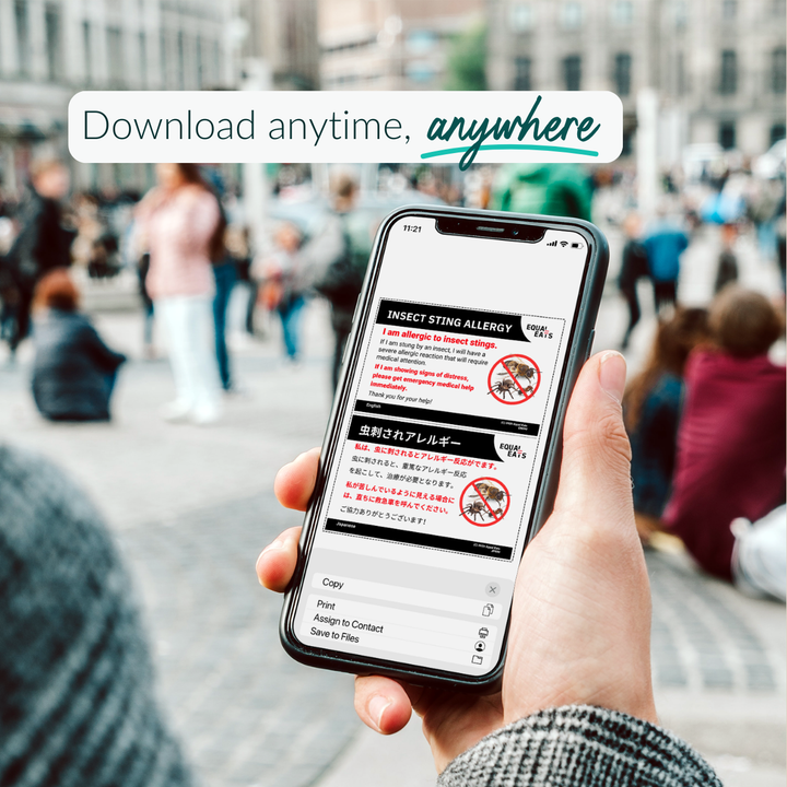 Insect Sting Allergy Printable Card (PDF Download)