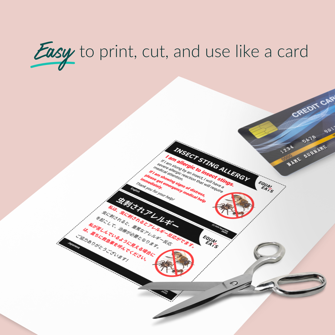 Insect Sting Allergy Printable Card (PDF Download)