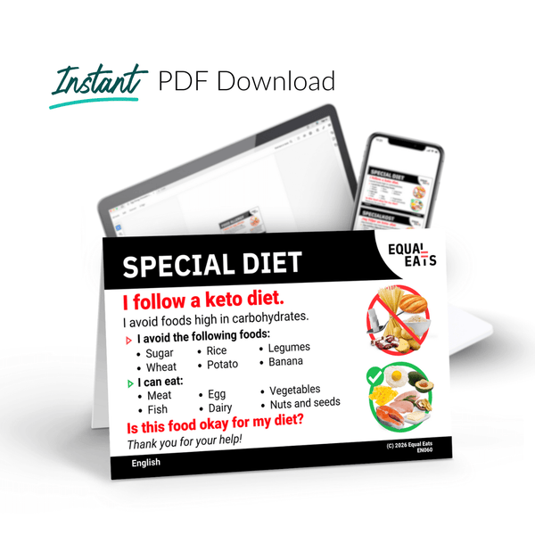 The English keto diet card delivered instantly as a PDF