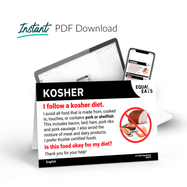 Kosher Diet Printable Card (PDF Download)