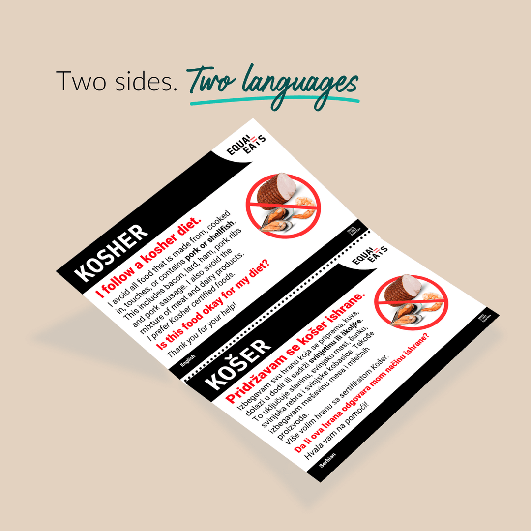 Kosher Diet Printable Card (PDF Download)