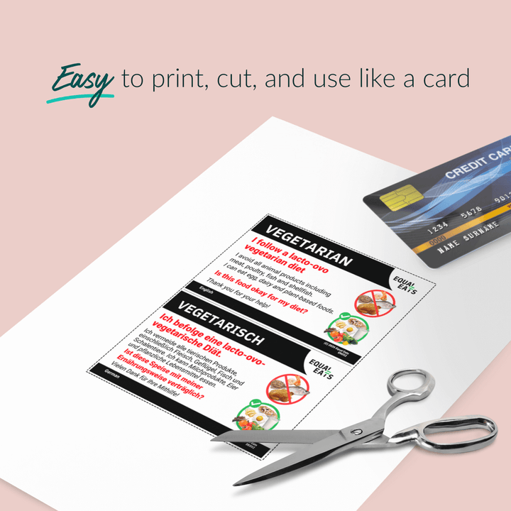 Lacto Ovo Vegetarian Diet Printable Card (PDF Download)