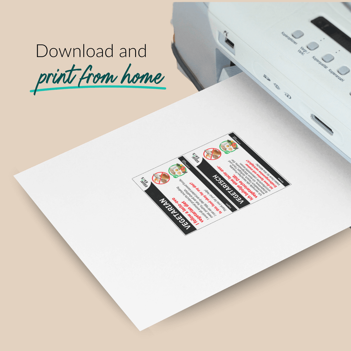 Lacto Ovo Vegetarian Diet Printable Card (PDF Download)