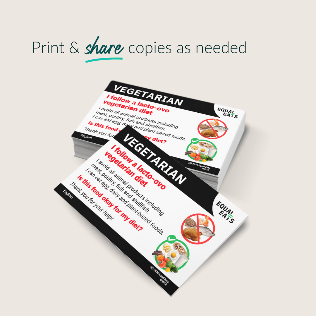 Lacto Ovo Vegetarian Diet Printable Card (PDF Download)