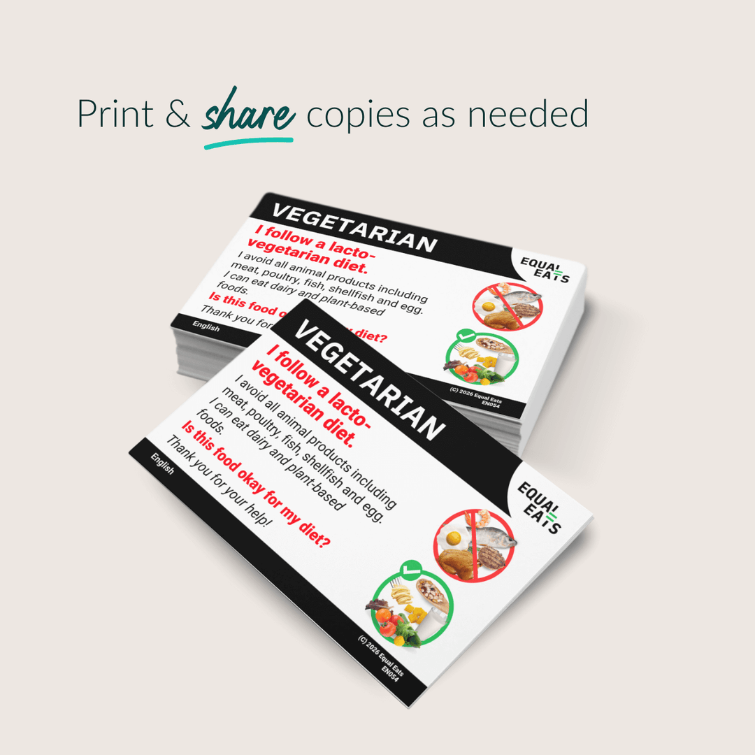 Lacto Vegetarian Diet Printable Card (PDF Download)