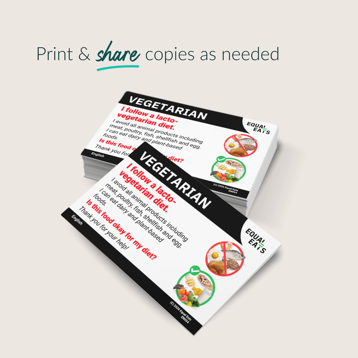 Lacto Vegetarian Diet Printable Card (PDF Download)