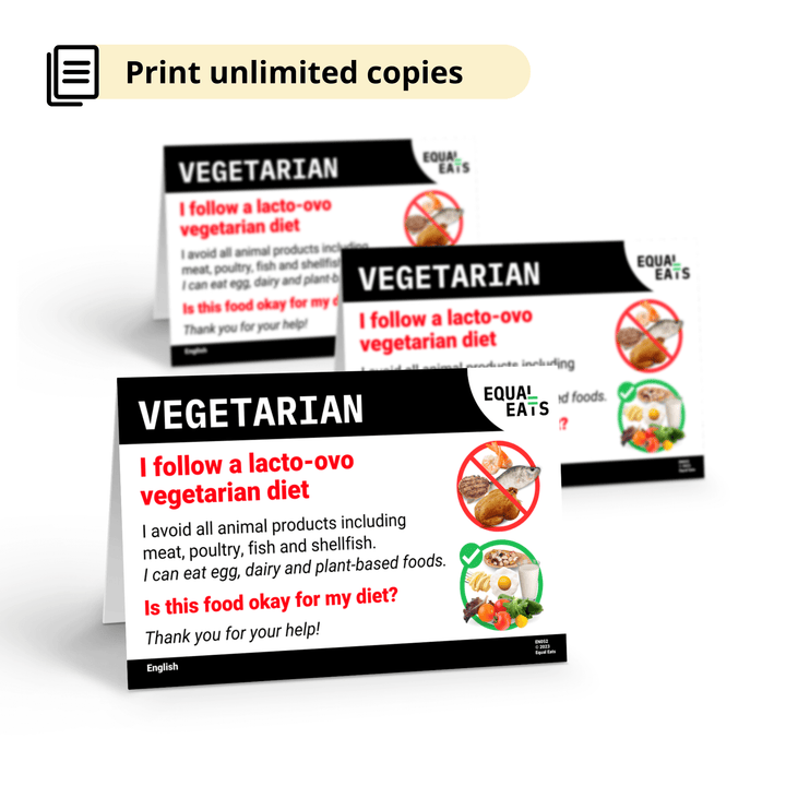 Free Lacto Ovo Vegetarian Card (Printable)