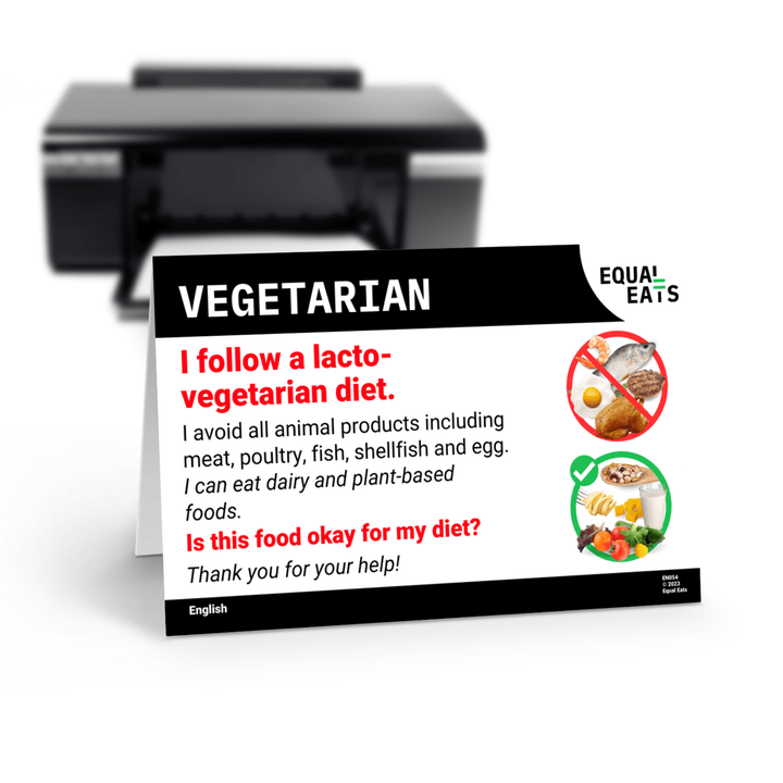 Free Lacto Vegetarian Card in English (Printable)