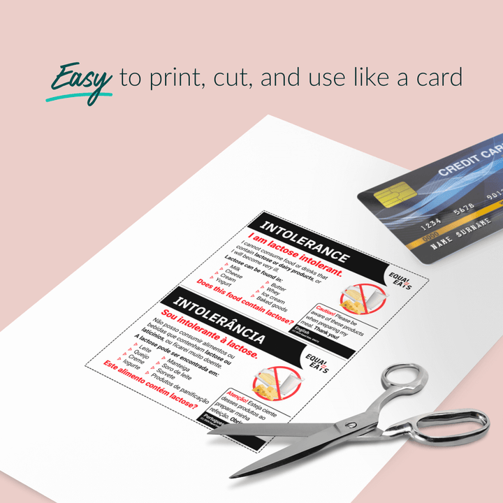 Lactose Intolerance Printable Card (PDF Download)