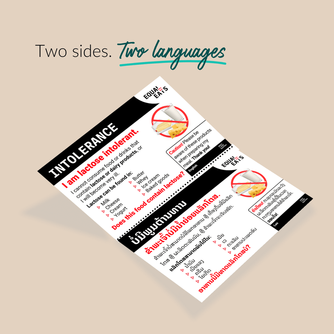 Lactose Intolerance Printable Card (PDF Download)
