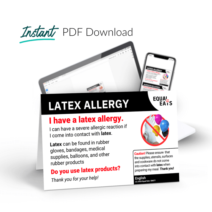 Latex Allergy Printable Card (PDF Download)