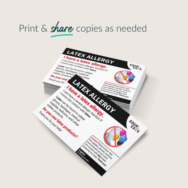 Latex Allergy Printable Card (PDF Download)