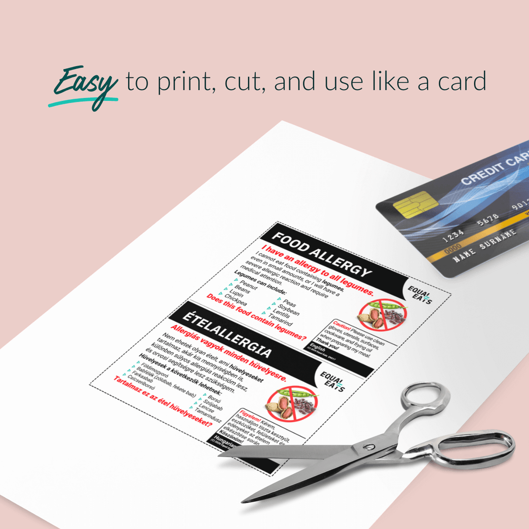 Legume Allergy Printable Card (PDF Download)