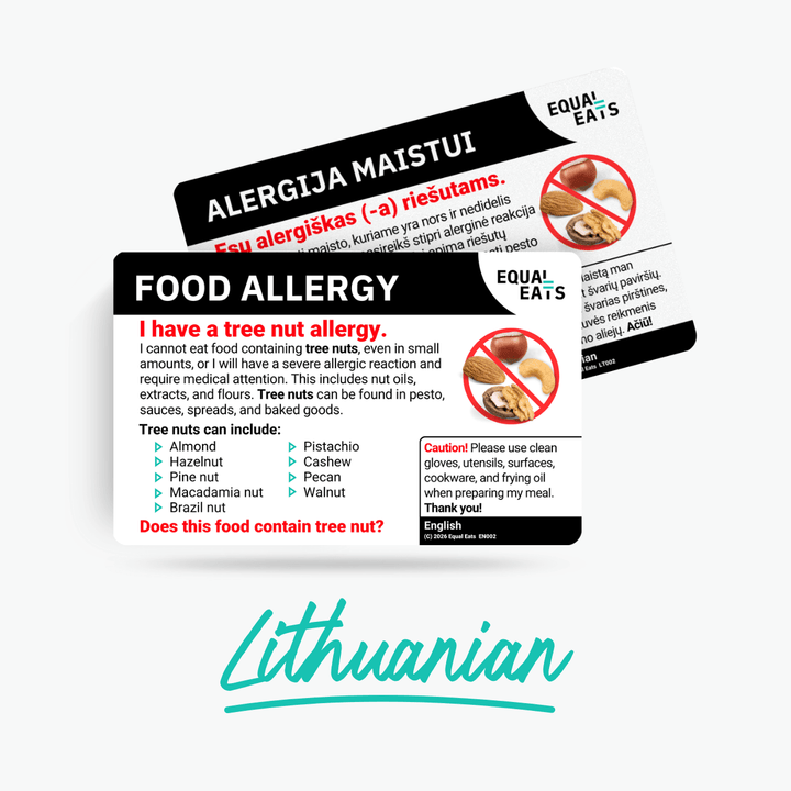 Lithuanian Tree Nut Allergy Card
