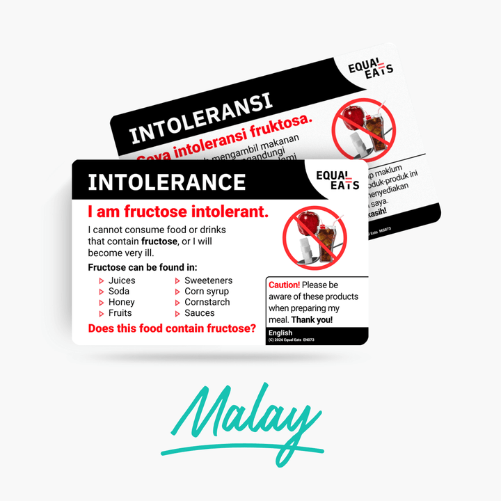 Malay Fructose Intolerance Card