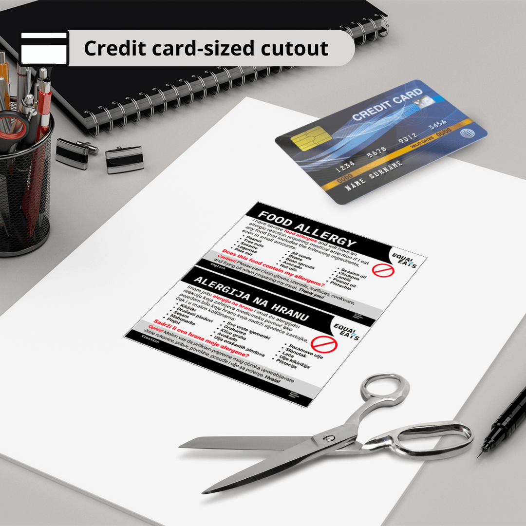 Multiple Food Allergies Travel Card