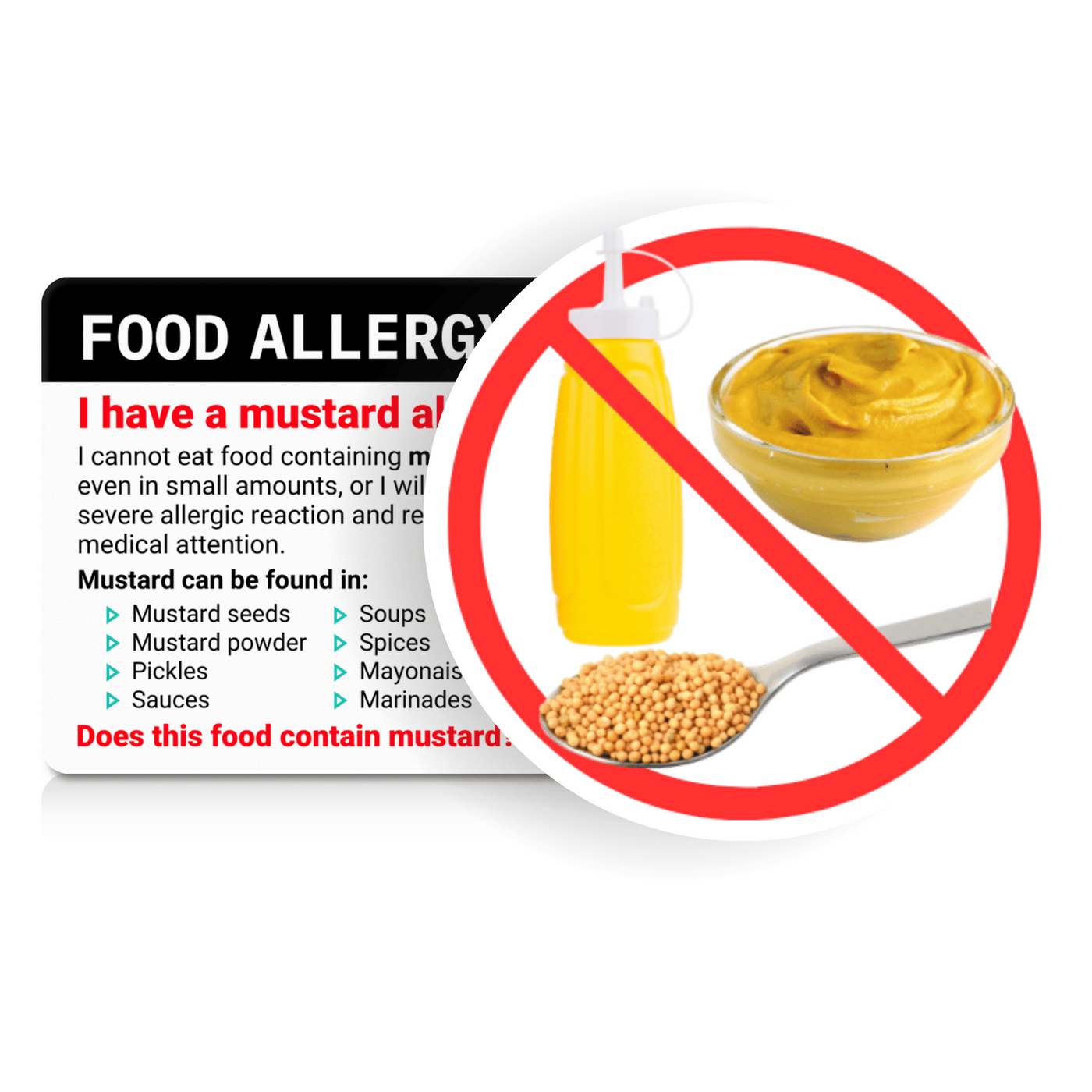 Mustard Allergy Food Chef Card
